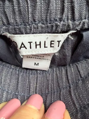 Athleta Cabo Linen Textured Wide Leg Pants Size Medium Navy Blue thumbnail 6