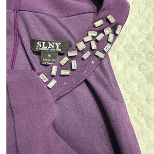 S.L. Fashions SLNY Maxi Dress Women's Plus 18 Purple Embellished Halter Neckline thumbnail 11