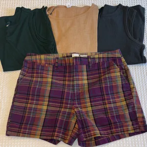 a new day Size 10 Purple Tan Plaid Women's Shorts thumbnail 8