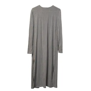 UMGEE Sweater Duster Side Slits Gray Color‎ Ribbed Cardigan Boho Hippie Medium thumbnail 2