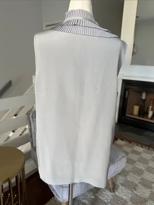 kate spade Pleated Ruffle Neck Sleeveless Top in Light Gray thumbnail 3