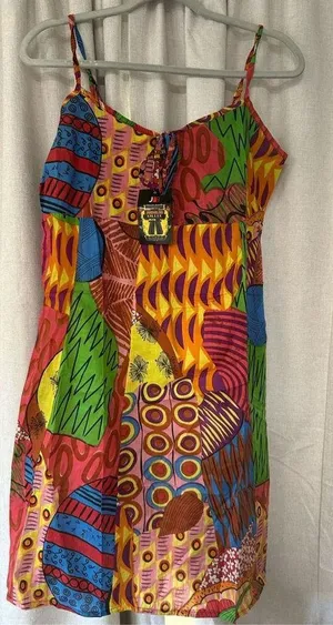 NWT Junglee Billee Bold Lightweight Cotton Sundress Cover up India L thumbnail 1