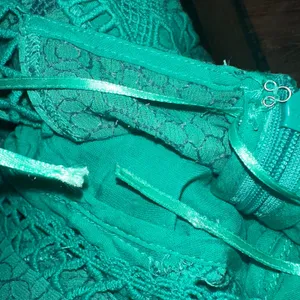 Free People‎ Green Lace Eyelet Cutout Fit Flare Mini Dress Women's Size 8 NWOT thumbnail 4