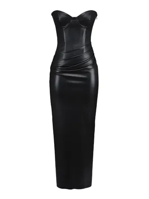 NWT House Of CB Juliana Strapless Vegan Faux Leather Dress in Black L Plus Cup thumbnail 3