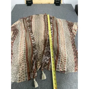 Massimo Dutti Women's Paisley Floral Short Sleeve Kimono Boho Whimsy Coastal M thumbnail 4