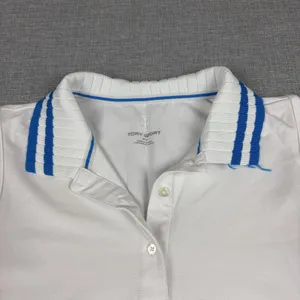 Tory Sport Polo Shirt Womens Medium White Sleeveless Striped Collar Athletic thumbnail 2