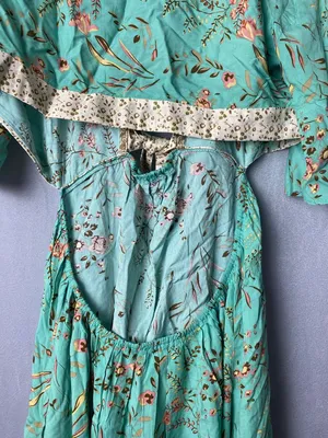 Bohemian Sage Floral High-Low Tie-Waist Boho Festival Dress S thumbnail 5