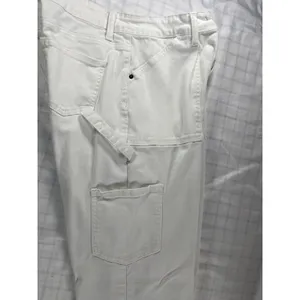 White High Rise Utility Cargo Pants Jeans Size 6 Straight Wide Leg Carpenter thumbnail 3