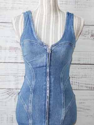 Guess Paneled Denim Bodycon Jeans Mini Dress Size XS thumbnail 4
