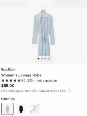 Kyte BABY Bamboo Women’s Robe M/L Fog Blue thumbnail 3