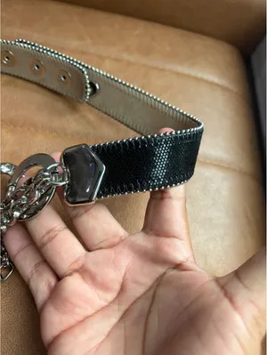 Cache Silver Hoop Ring Belt Layered Chain Rhinestone Y2K thumbnail 5