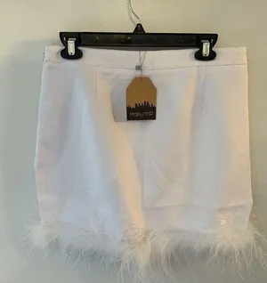 Skirt & Top Set Main Strip 2 Piece White Feather Trim SizeLarge NEW Wedding Bach thumbnail 5