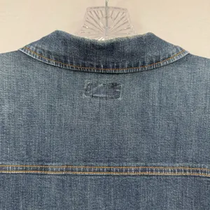 Shore Denim Jacket Women Size L Medium Wash Stretch Button Front Classic Boho thumbnail 3