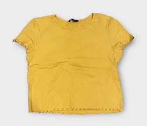 American Eagle Yellow Textured Stretch Crop Top Size Medium thumbnail 1