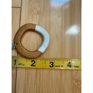Boho Beachy Relaxed Coastal Earth Colors Hoop Earrings OS Gold White thumbnail 5