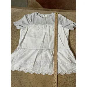 Bohme Women Grey White Eyelet Lace Peplum Top Pom Pom Trim PS17220-BM Small‎ thumbnail 6