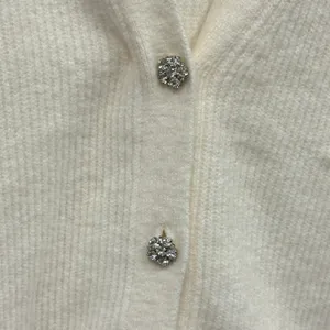 NWT LOFT Rhinestone Buttons Relaxed Fit‎ Knit Cardigan Sweater Small White thumbnail 4