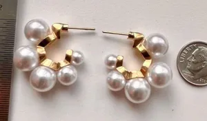 Anthropologie Lake Life Chunky Ascending Pearl Hoop Earrings thumbnail 9