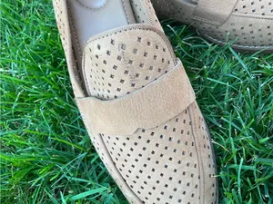 Franco Sarto Light Tan Perforated Suede Slip-On Loafers 🌸🌸 thumbnail 7