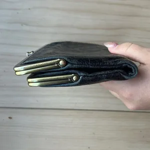 HOBO INTERNATIONAL~LAUREN~VINTAGE HYDE Leather Clutch Double Frame Wallet BLACK thumbnail 12
