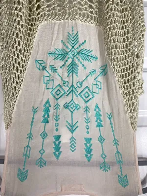 Altar’d State Duster Cardigan Boho Fringe Crochet Embroidery Hippie Festival S/M thumbnail 4