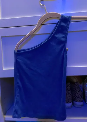 Blue One Shoulder Crop Top thumbnail 1