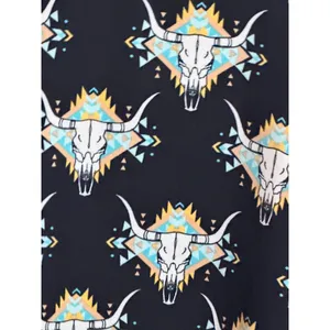 Ariat Poncho Sz L Black Steer Skull Geometric Fringe Western Festival Top‎ thumbnail 4