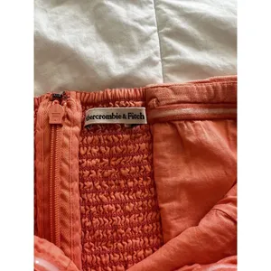 NWT Abercrombie & Fitch Strapless Linen-Blend Midi Dress in Coral, Size S thumbnail 7