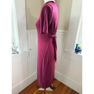 Daily Ritual Burgundy Tie Back T-Shirt Midi‎ Dress Size Medium thumbnail 9