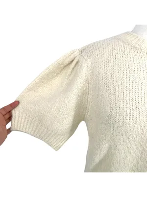 Vero Moda Puff Sleeve Cream Sweater Size Large Light Academia Cottagecore thumbnail 4