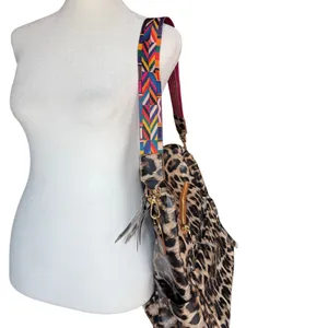 Leopard Print Backpack with Additional‎ Strap Black thumbnail 12