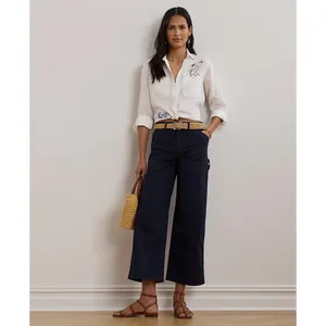 Lauren Ralph Lauren 100% Linen Nautical Graphic Button Down Shirt White XS NWT thumbnail 4