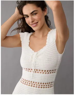 Outfitters Crochet White Mini Dress thumbnail 3