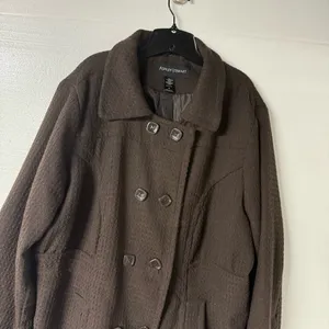 Ashley Stewart Coat Women Plus Size 26 Brown Textured Square Button Wool Blend thumbnail 3