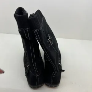 Dr Scholls black mid calf side zip round toe synthetic boots warm women size 8 thumbnail 6