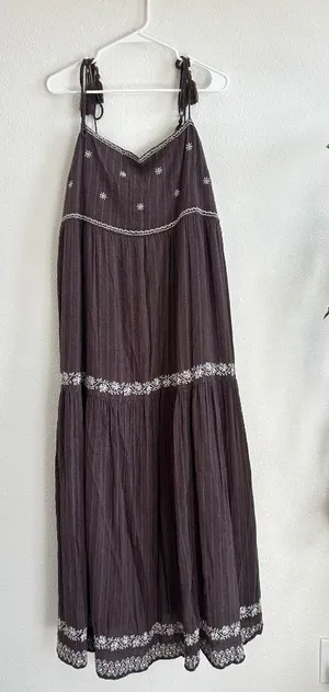 American Eagle Brown Embroidered Boho Maxi Dress – XXL – Altered Back thumbnail 1