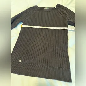 Ralph Lauren Lauren Jeans Co. Medium Black Ribbed Cotton Sweater, Crew Neck. Zip Neckline thumbnail 4