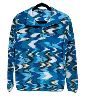 Patagonia Synchilla Snap-T Fleece Trout Tales Elwha Blue‎ Women’s Size Small thumbnail 1