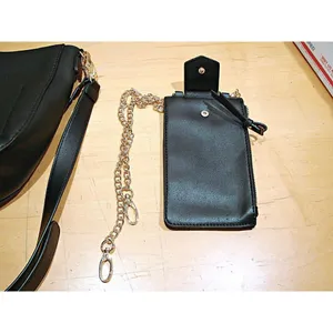 Black Vegan Leather Crossbody Bag With Cellphone Matching Separate Purse 2 In 1 thumbnail 3
