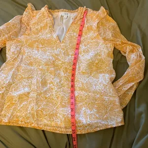 J.Crew Yellow Floral Long Sleeve V-Neck Ruffle Blouse Top small thumbnail 10