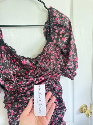 For Love & Lemons NEW Melrose Bustier Floral Ruched Mini Dress thumbnail 6