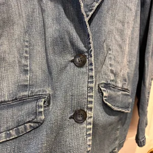 St. Johns Bay Womens 1X Blue Denim Blazer Jacket Stretch Cotton Medium Wash thumbnail 3