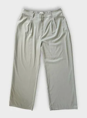 Abercrombie & Fitch Satin Wide Leg Pants Women’s XL Sage Green High Rise Pleated thumbnail 1