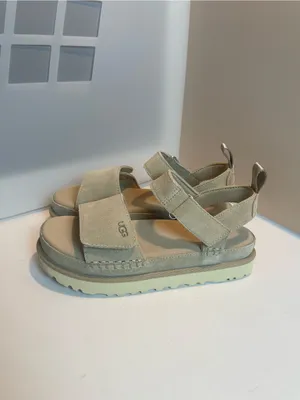 UGG Goldenstar Suede Platform Strap Sandals Sand Size US 8 EU 39 thumbnail 3