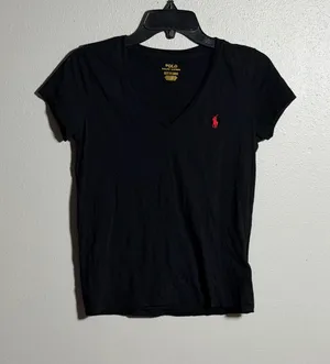 Polo by Ralph Lauren Women Black V-Neck Tee Minimalist size S thumbnail 1