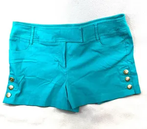 Bisou Bisou 16 Turquoise Pocketed Shorts with Gold Buttons Accent thumbnail 1