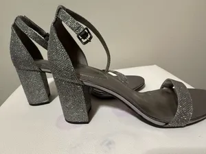 Silver Glitter Ankle-Strap Sandals for Women thumbnail 6