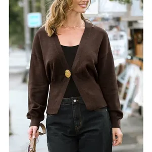 Cupshe Cardigan Effortless Confidence Size XS Brown Gold thumbnail 6