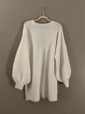 Francesca's Cozy White Cable Knit Sweater Dress thumbnail 4
