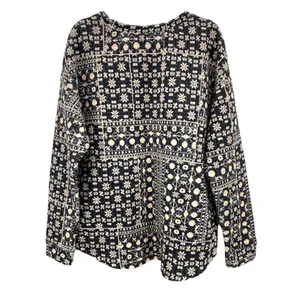 H&M Black‎ Snowflake Quilted High Low Sweater Medium Winter Fall Christmas Top thumbnail 2